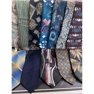 Vintage Men's Neckties Lot Of 12 Geometric Different Brands And Styles Some Silk